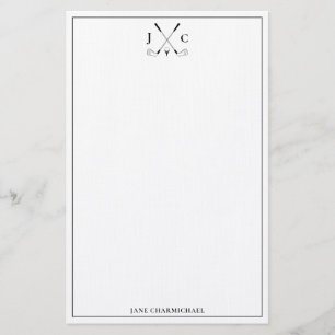 Elegante zwarte golf monogram briefpapier