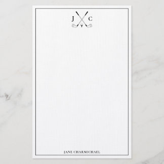 Elegante zwarte golf monogram briefpapier