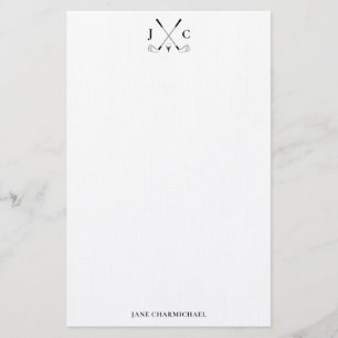 Elegante zwarte golf monogram briefpapier