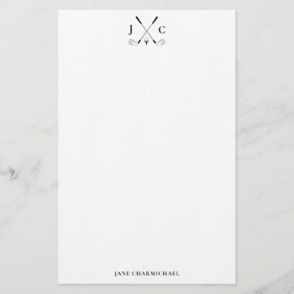 Elegante zwarte golf monogram briefpapier