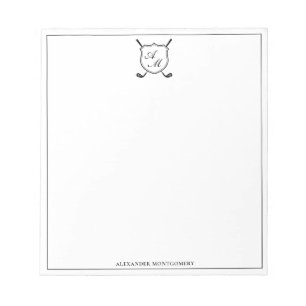 Elegante Zwarte Golf Monogram Wapenschild Notitieblok