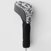 Elegante zwarte gotische Damask Patroon Schedel Golfheadcover (Schuin)