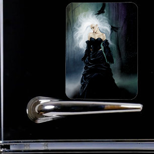 Elegante Zwarte Gotische Mysterieuze Vrouw Ravens Magneet