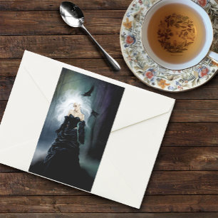Elegante Zwarte Gotische Mysterieuze Vrouw Ravens  Rechthoekige Sticker
