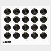 Elegante zwarte goud agaat 75ste verjaardagsfeestj ronde sticker (Vel)