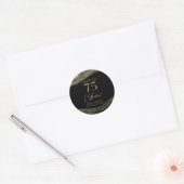 Elegante zwarte goud agaat 75ste verjaardagsfeestj ronde sticker (Envelop)