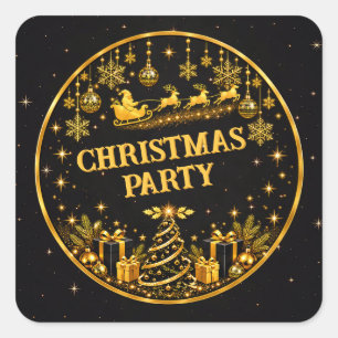Elegante Zwarte Goud Kerstman Kerstfeest Sticker
