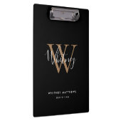 Elegante zwarte goud witte script monogram klembor klembord (Rechts)