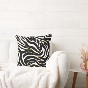 Elegante zwarte goud zebra witte dierenprint kussen