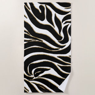 Elegante zwarte goud zebra witte dierenprint strandlaken