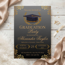 Elegante Zwarte & Gouden Afstuderen