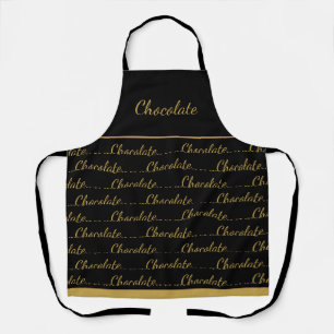 Elegante Zwarte Gouden Chocolade Personeelsuniform Schort