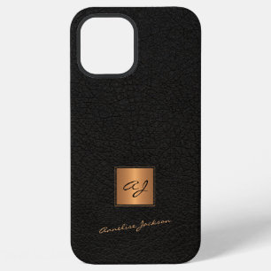Elegante zwarte gouden gegraveerde naam in script iPhone 12 pro max hoesje