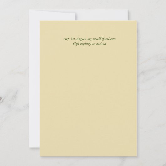 Elegante zwarte gouden groen krans trouw uitnodigi (Achterkant)