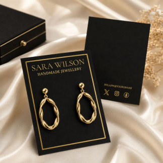 Elegante Zwarte Gouden Handgemaakte Sieraden Oorbe Visitekaartje