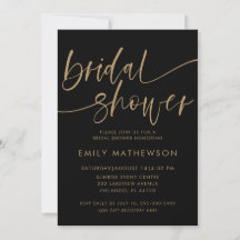 Elegante zwarte & gouden kalligrafie bruidsdouche