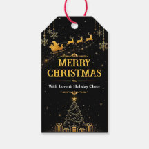 Elegante Zwarte Gouden Kerstman Kerstcadeautags