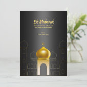 Elegante Zwarte | Gouden Koepel Moskee Islamitisch Kaart (Staand voorkant)