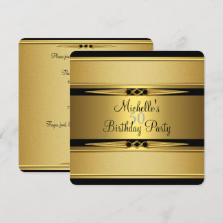 Elegante zwarte gouden metalen uitstraling 50ste v kaart