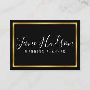 Elegante Zwarte Gouden Minimalistische Bewerkbare Visitekaartje