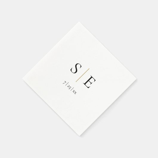 Elegante zwarte gouden monogram huwelijksservetten servet (Hoek)