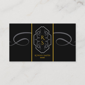 Elegante Zwarte Gouden Monogram Notaris Visitekaartje