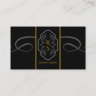 Elegante zwarte gouden monogram presentatiekaart visitekaartje