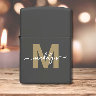 Elegante Zwarte Gouden Naam Monogram