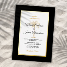 Elegante Zwarte Gouden Palmboom Tropische Bruiloft