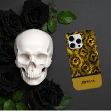 Elegante Zwarte & Gouden Schedel Gotische Hallowee