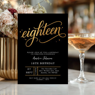 Elegante zwarte & gouden script achttiende 18e ver kaart