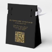 Elegante zwarte gouden script Chocolatier Qr Code Bedankdoosjes (Achterkant)