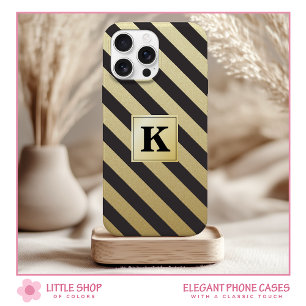 Elegante Zwarte Gouden Strepen Monogram