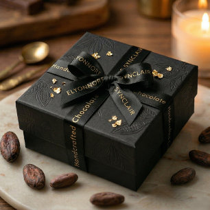 Elegante Zwarte Gouden Typografie Chocolade Lint