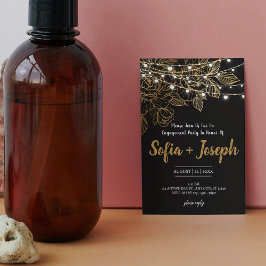 Elegante zwarte gouden uitnodiging voor een verlov