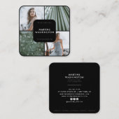 Elegante zwarte grens fotograaf modern minimaal vierkante visitekaartje (Voorkant / Achterkant)