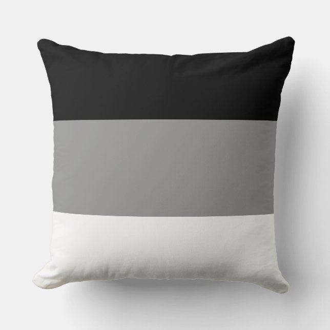 Elegante Zwarte Grijze en Witte Worp Kussen (Voorkant)