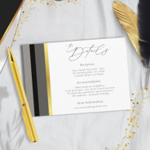 Elegante Zwarte Grijze Gouden Streep Bruiloft Deta