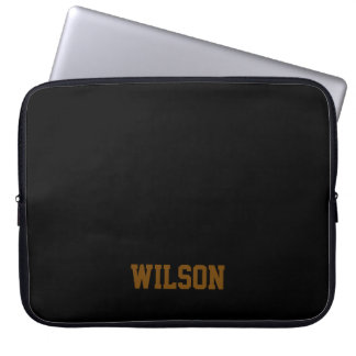 Elegante zwarte &grijze monogram naam laptop sleeve