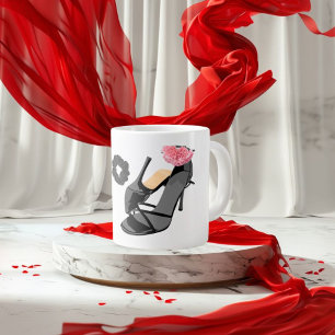 Elegante zwarte hakken & anjer kunst – Classy Femi Koffiemok