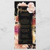 Elegante zwarte Herfst bloementerracotta boho brui Menu (Voorkant)