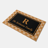 Elegante zwarte Herfst Buffalo Plaid Custom Monogr Deurmat (Schuin)
