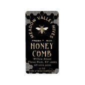 Elegante zwarte HONINGRAAT met kam Pattern & Bee Etiket (Voorkant)