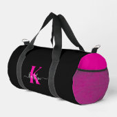 Elegante Zwarte Hot Pink Script Monogram Plunjezak (Rechterhoek)