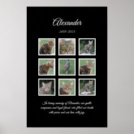 Elegante zwarte huisdierenposter met 9 fotovakjes poster