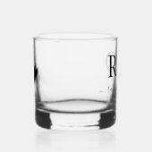 Elegante zwarte initialen en harten bruiloft whisky glas (Rechts)