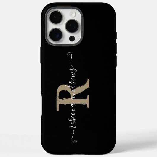 Elegante zwarte Initialen Monogram Script Naam Aan Case-Mate iPhone Case (Achterkant)