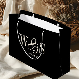 Elegante zwarte initiële huwelijksparen groot cadeauzakje