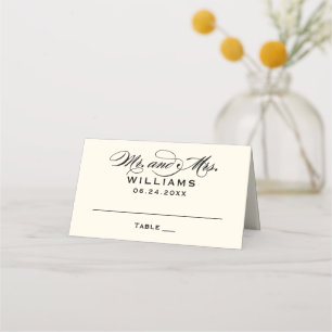 Elegante Zwarte Ivoor Calligrafie Mijnheer Mevrouw