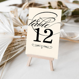 Elegante zwarte ivoor kalligrafie monogram bruilof kaart